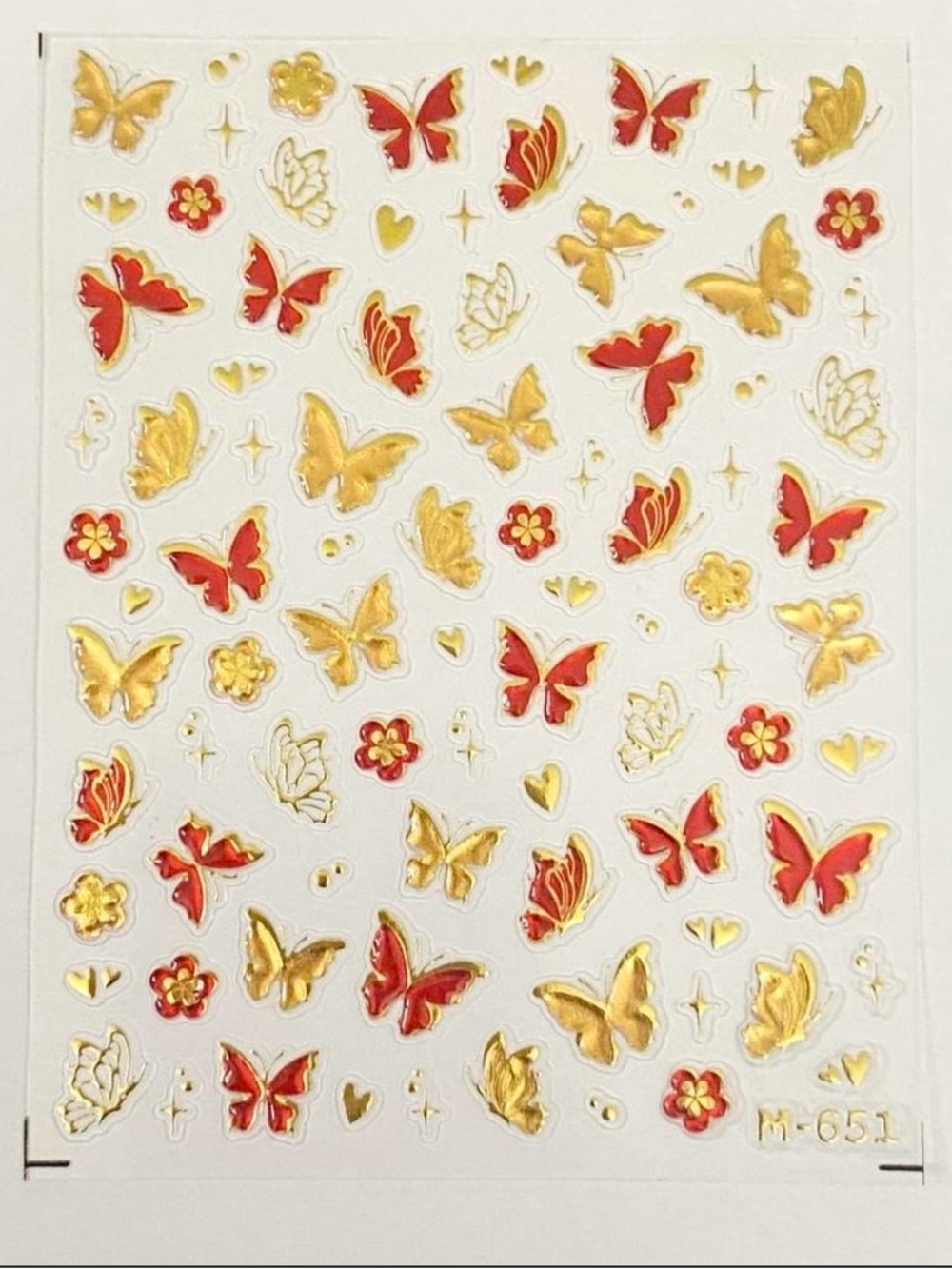 Butterfly Nail Decals - Red, Gold & Green Mix - Picture 2 of 5